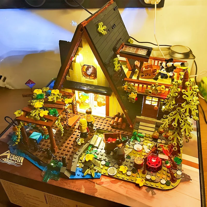 FUNHOLE بنة A-الإطار منزل خشبي عرض الشارع التجمع المعماري نموذج ألعاب قابلة للفصل هدية لغز المشهد الصغير