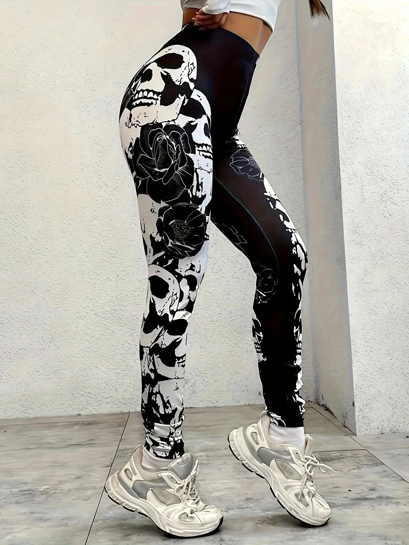Women Pants Fashion Casual Printed Skull Slim Fit Pencil Nine-point Pants Sweatpants Cargo Pants Women Y2k Clothes Joggers Women