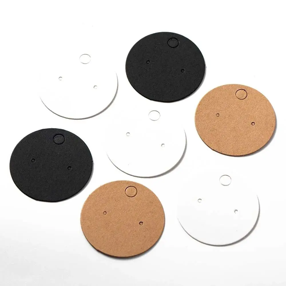 100pcs Durable Paper Display Cards Round Rectangular Kraft Paper Tags Earring Packaging Hang Tag Blank Display Stand