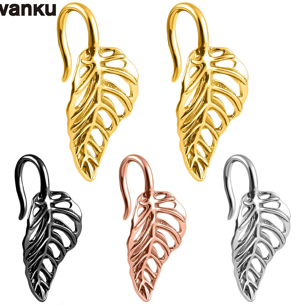 Vanku 2pc Ear Hangers Weights For Stretching Ears Gauges Stainless Steel Ear Expander Ear Plugs Tunnels Body Piercing Jewelry