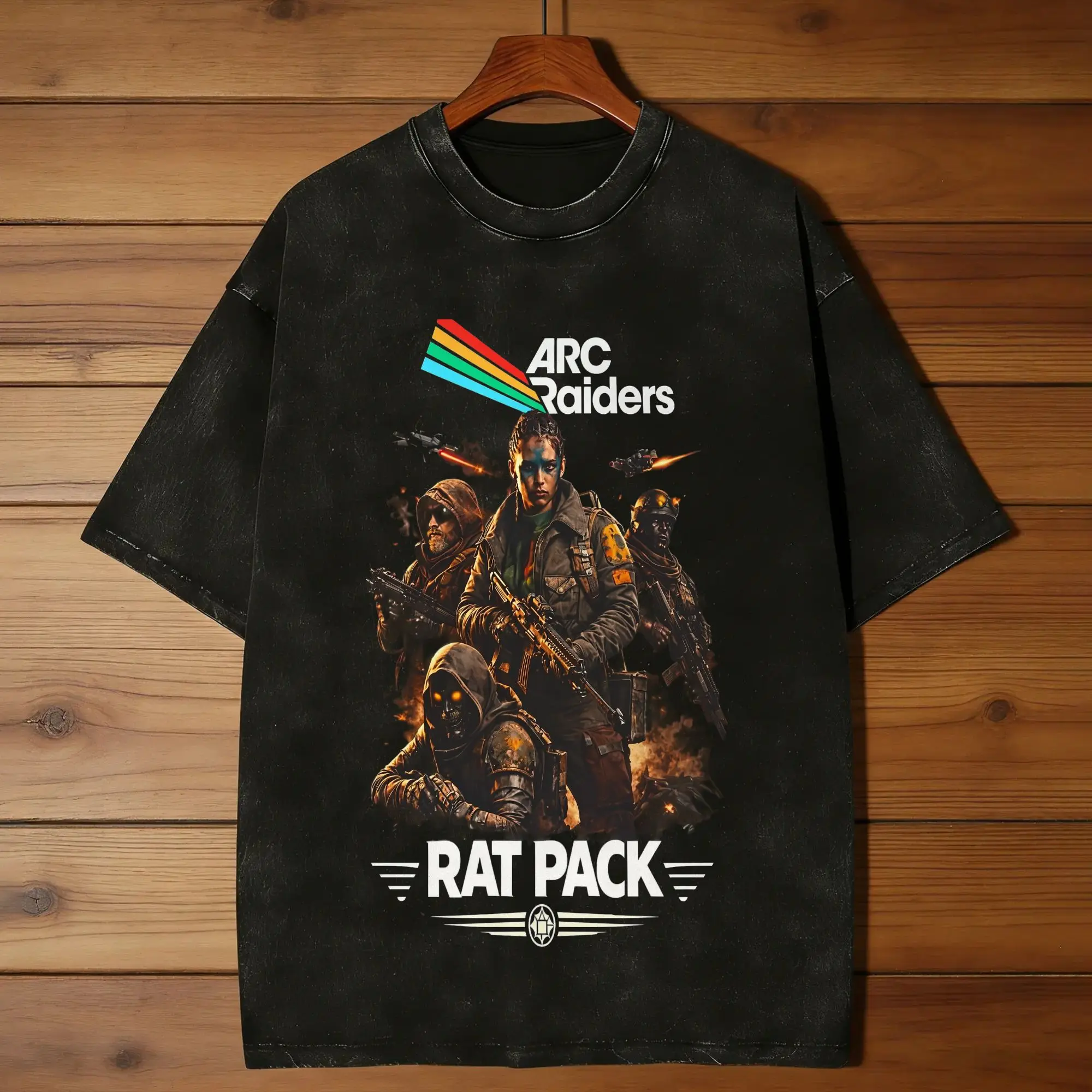 Humorous Arc Raiders Rat Pack T-Shirts Men Crew Neck 100% Cotton Washed T Shirts  Short Sleeve Tee Shirt Gift Clothes