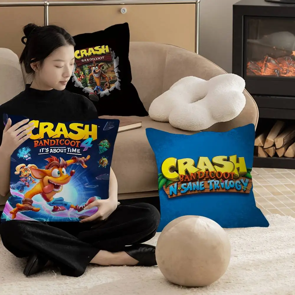 C-Crash-S-Bandicoot-Game Playful-Retro Pillowcase toon Gift Cushion Cover Bedroom Home Sofa Chair Seat Decor pillow case