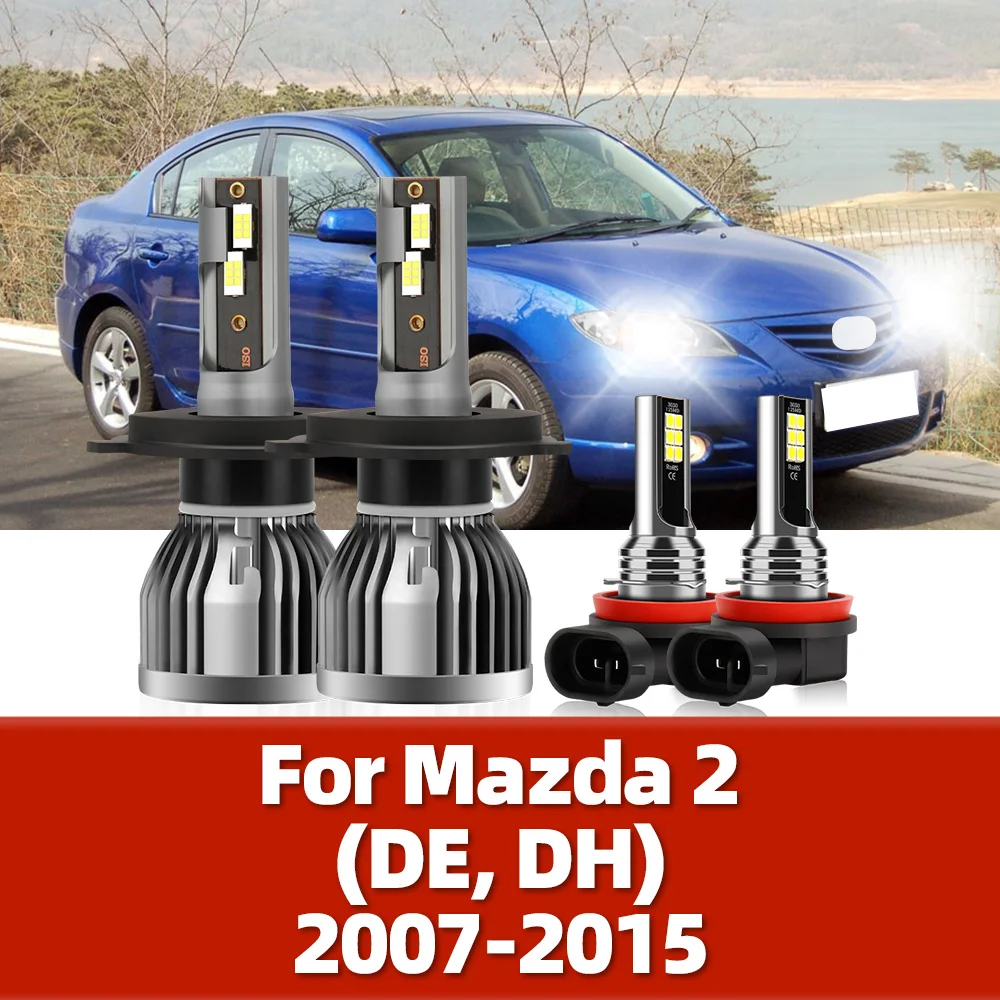 LED 110W 6000K Car 20000LM Headlight Bulbs CSP Fog Lamps 12V For Mazda 2 (DE, DH) 2007 2008 2009 2010 2011 2012 2013 2014 2015