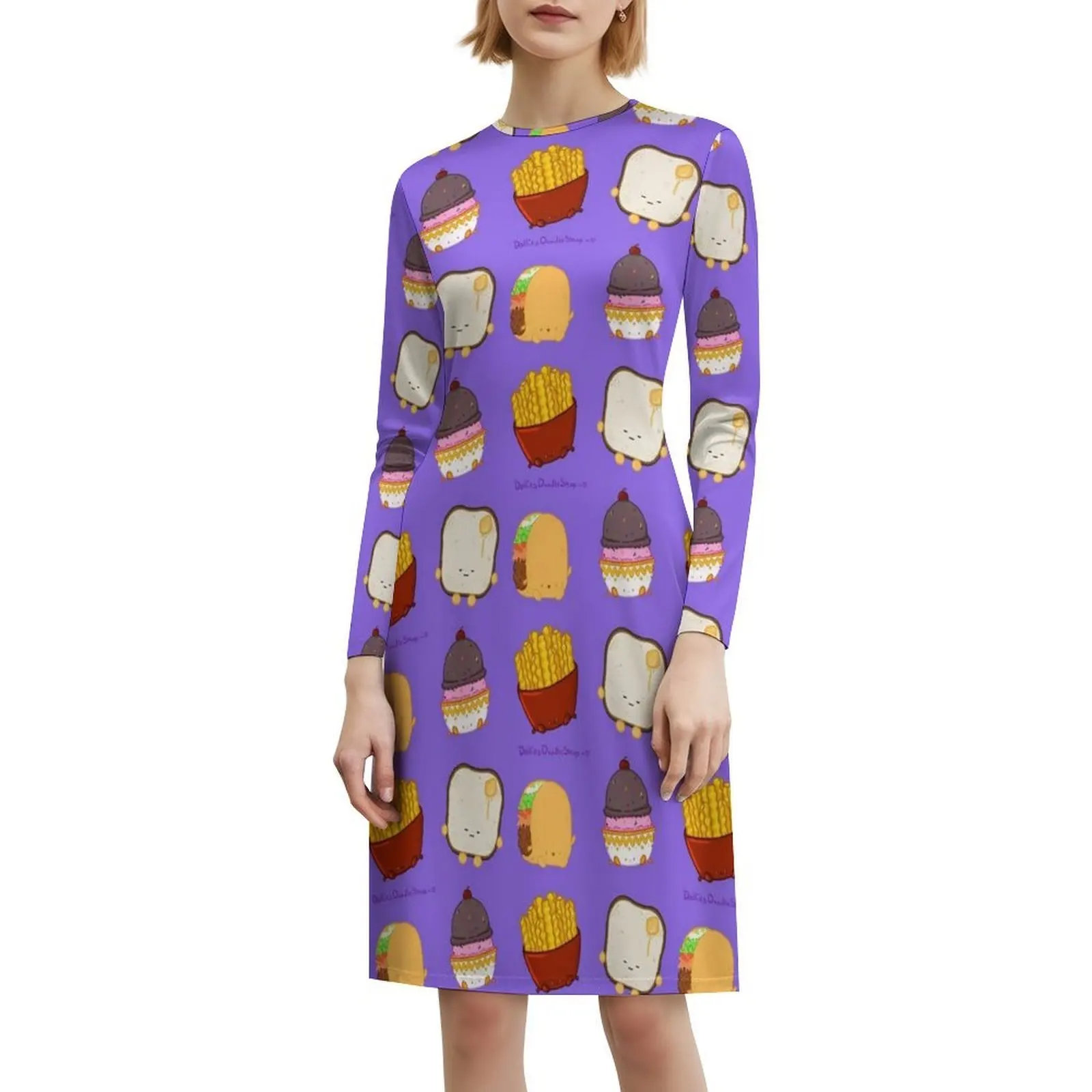 فستان مثير للإجازات من Food Buddies للنساء على الشاطئ وحفلات أعياد الميلاد فستان قصير من تاكو آيس كريم بطاطس مقلية فستان مكعب توست