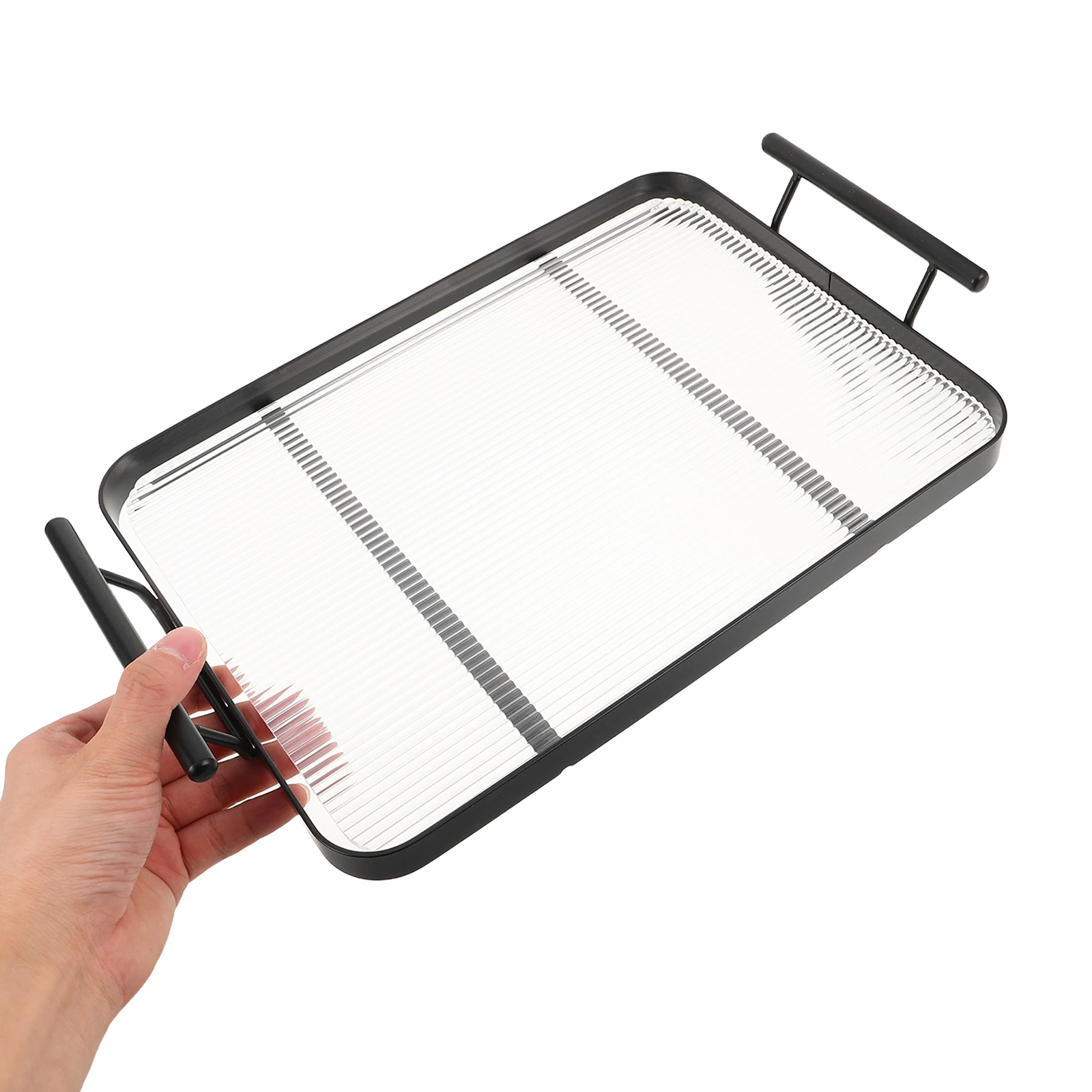

Rectangular Horizontal Stripe Tray Acrylic Material Stable Structure Serving Platter Coffee Table Decor Rectangle Tea Trays Home