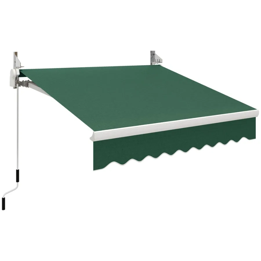 

8' x 7' Patio Retractable Awning Manual Exterior Sun Shade Deck Window Cover Green