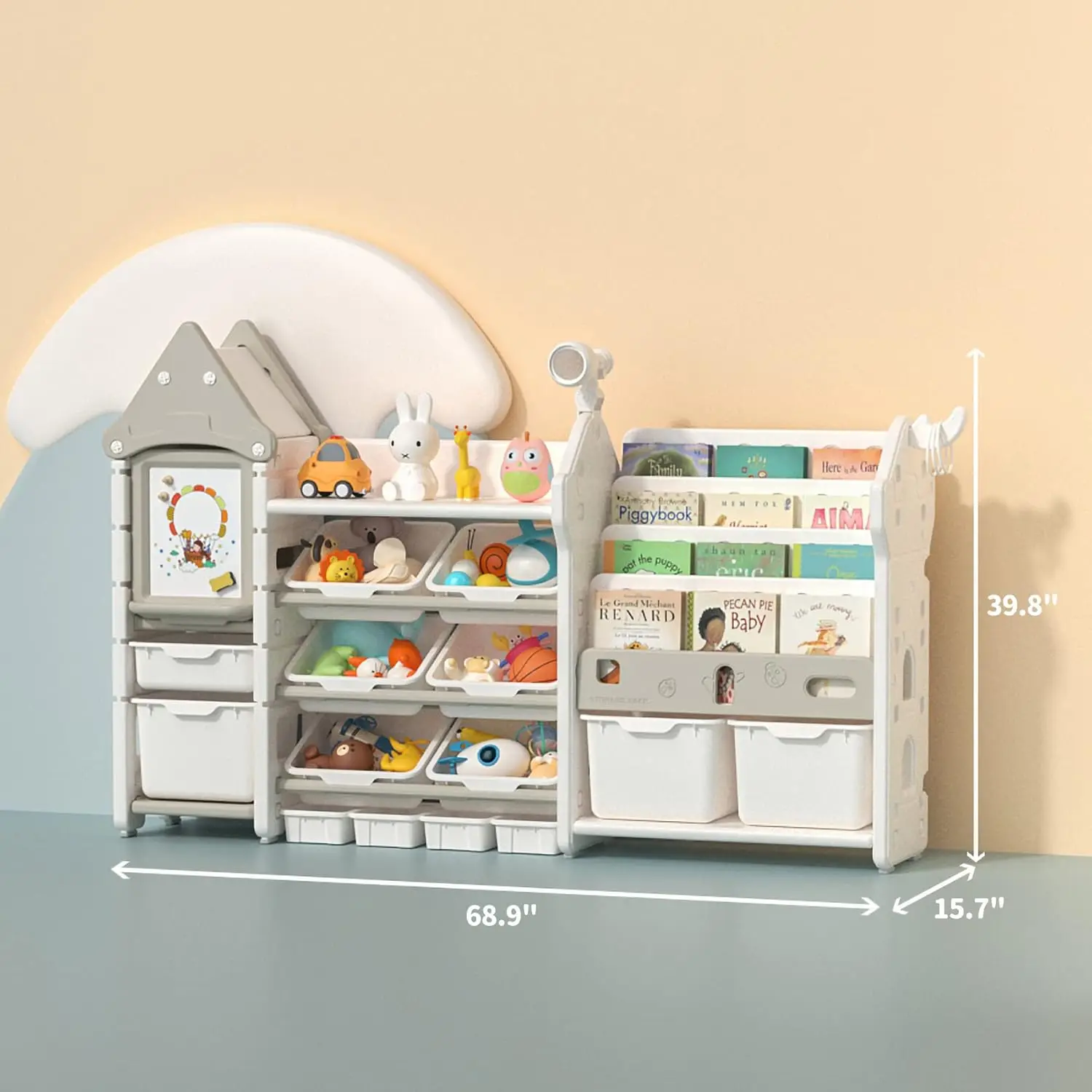 Kids  Storage Organizer and Children Bookshelf - Organizer with Bookshelf, Shelf Organizer with Bins, Book