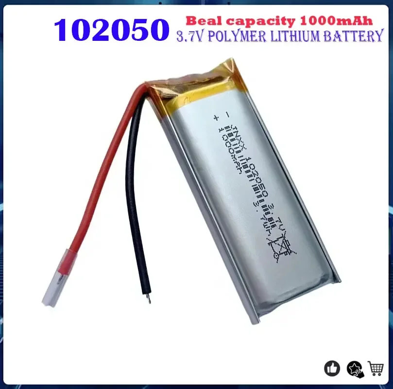 3.7V 102050 1000mah Lipo Cells Lithium Polymer Rechargeable Battery for MP3GPS Recording Pen LED Light Beautyn Istrument بطاريات