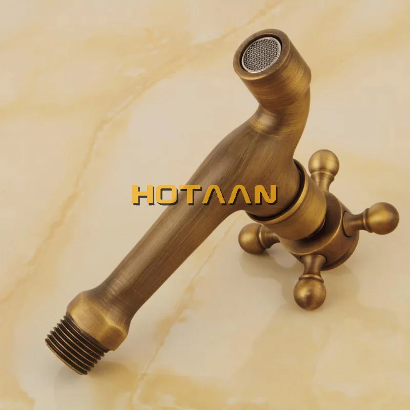 Long garden use Bibcock faucet tap crane Antique Brass Finish Bathroom Wall Mount Washing Machine Water Faucet Taps YT-5158