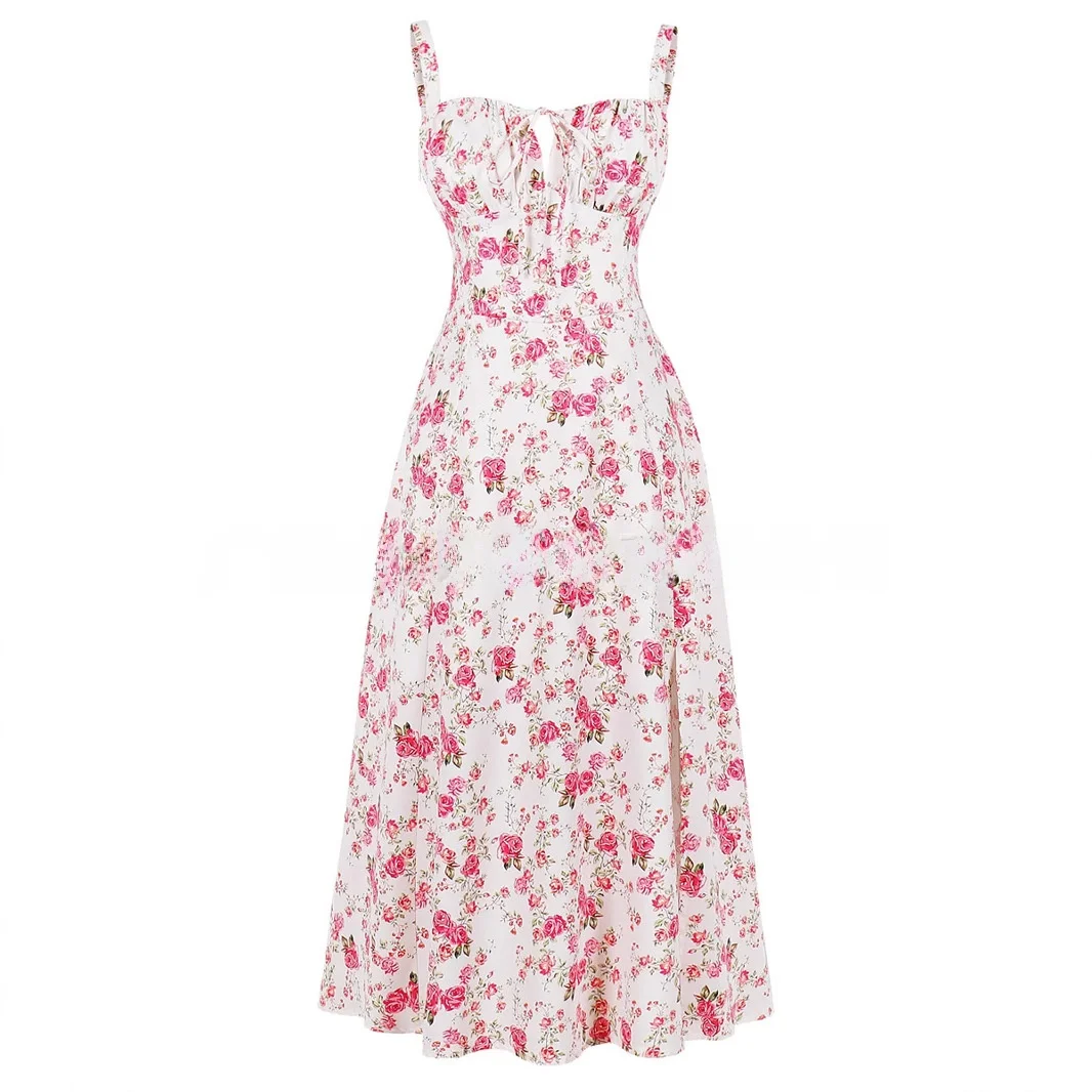 Été 2025 imprimé fleuri ter Dr taille cintrée mi-longue femmes Par Dr taille haute a-ligne jupe en Fiber de Polyester