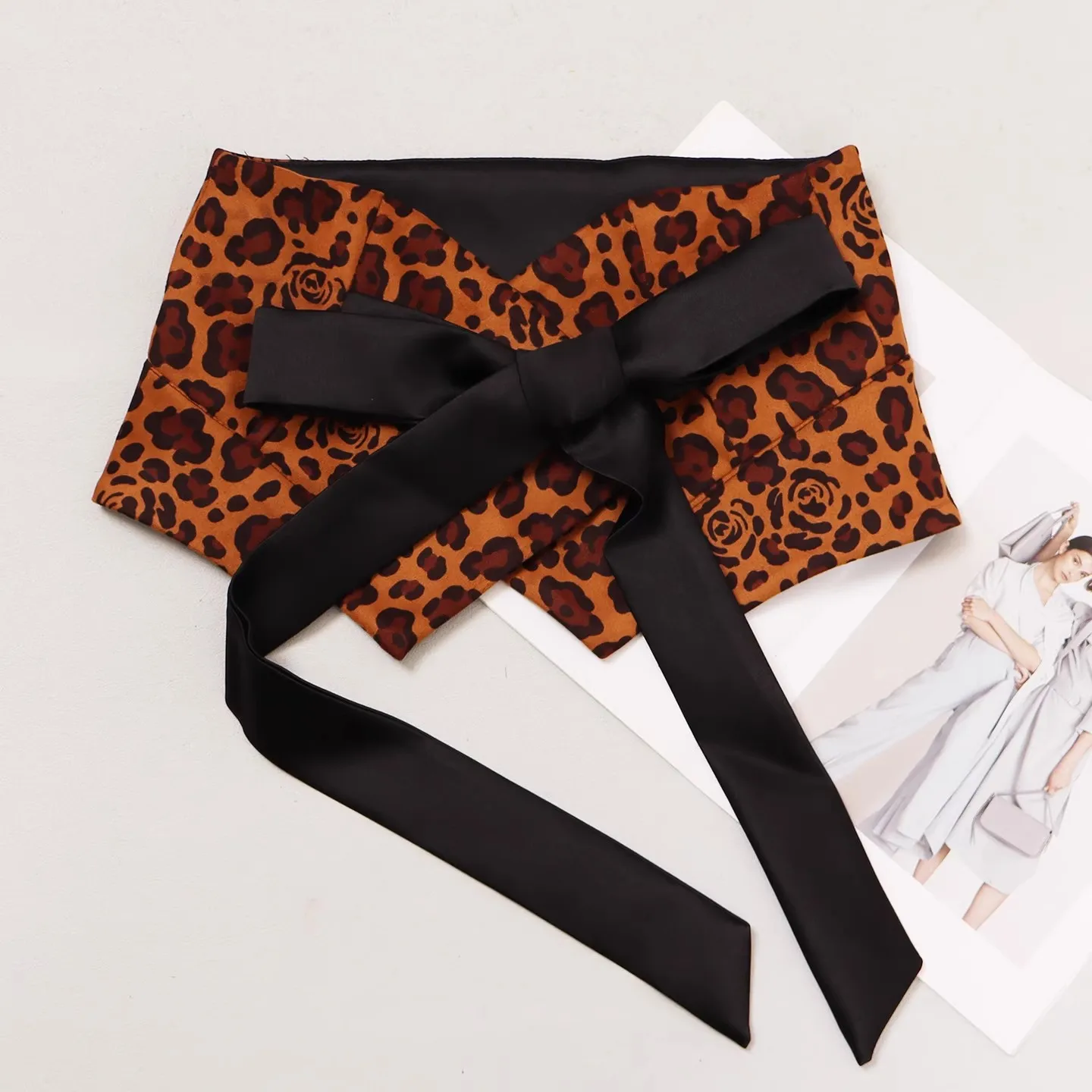 Women's Fashion Bow Print Cummerbunds Female Dress Corsets Waistband Belts Decoration Wide Belt R3141