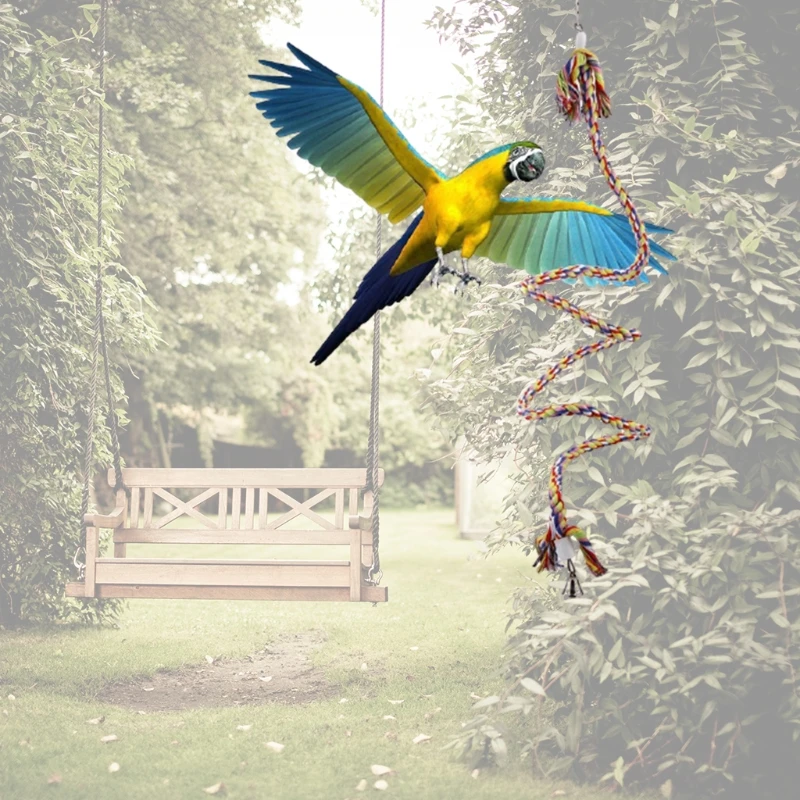 Cotton Rope Swing Bird Bungee Toy Parrot Cage for Conure African for Grey