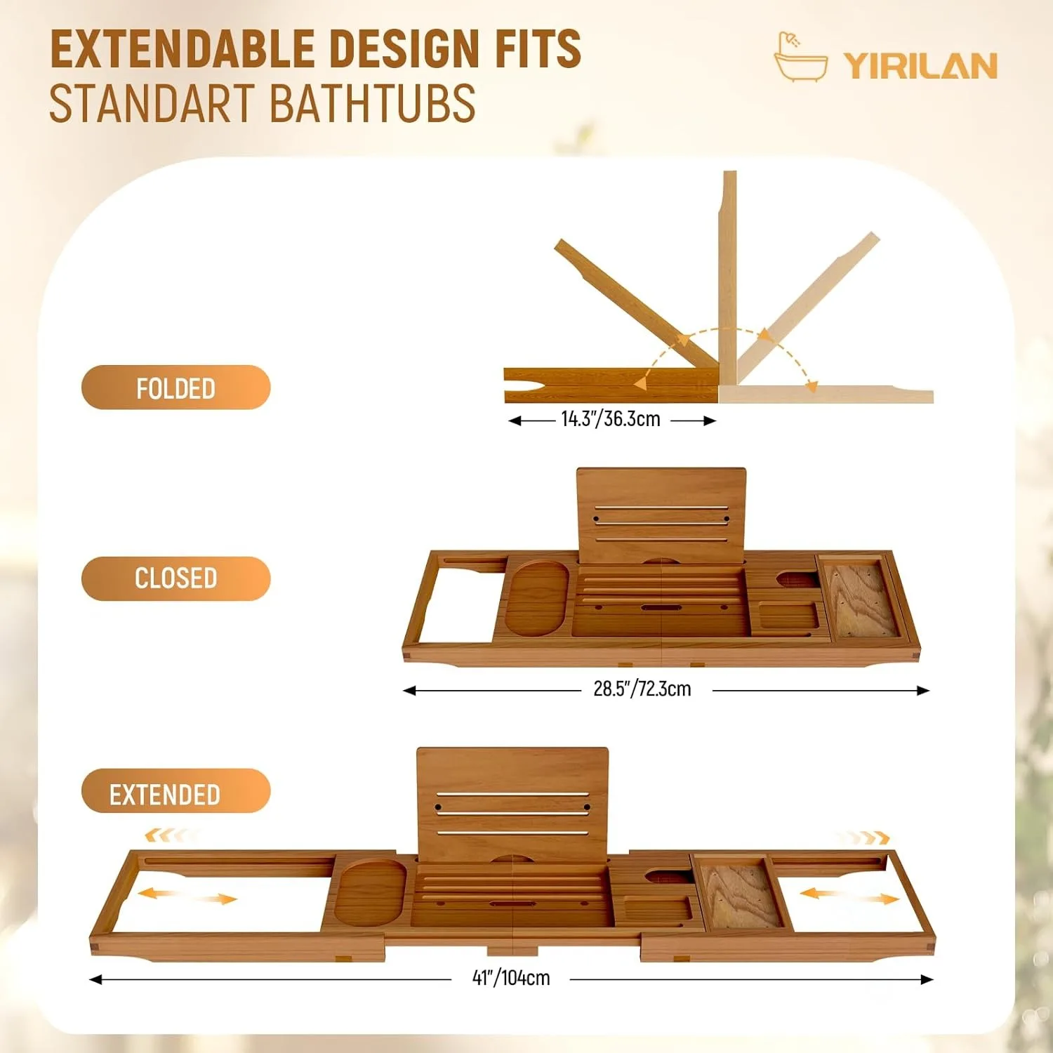 

Teak Bathtub Tray for Tub, Bath Table Tray for Tub Wood, Bathtub Caddy, Luxury Gift for House Warming, Wedding