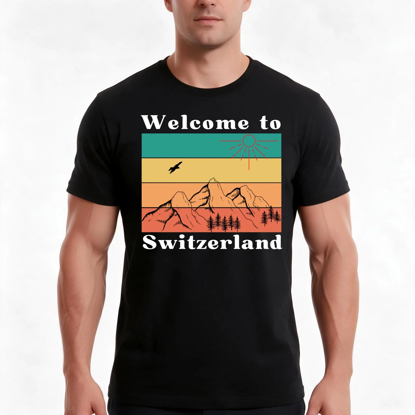 Welcome to Switzerland Switzerland Map Travel I love Switzerland Pride flag vacation Swiss Confederation T-Shirt, 100% Cotton