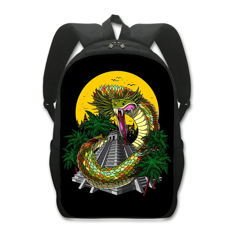 Mochila con patrón de arte azteca de México, bolso escolar de moda, Maya Quetzalcoatl, Dios, bolsa para ordenador portátil para estudiantes, mochilas de Hip Hop, bolsa de libros, regalo