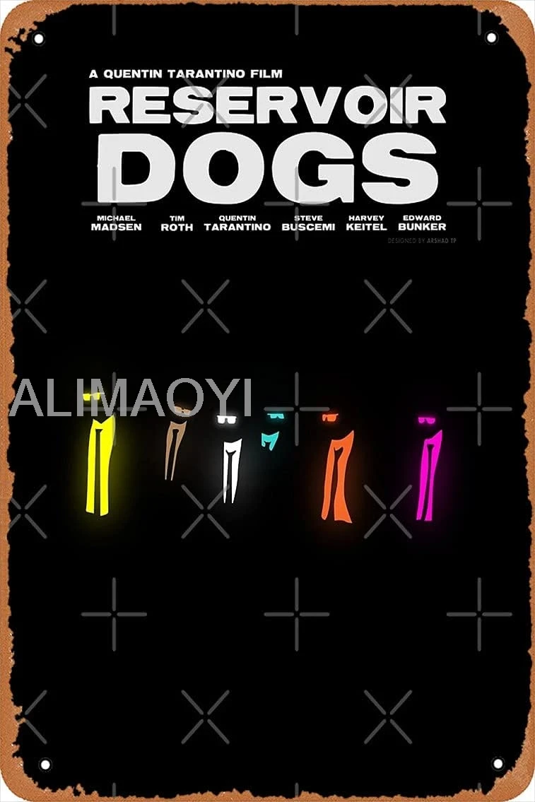 Metal Sign - Reservoir Dogs Quentin Tarantino Minimalist Poster (Black) Tin Poster 12 X 8 Inches Aluminum sign