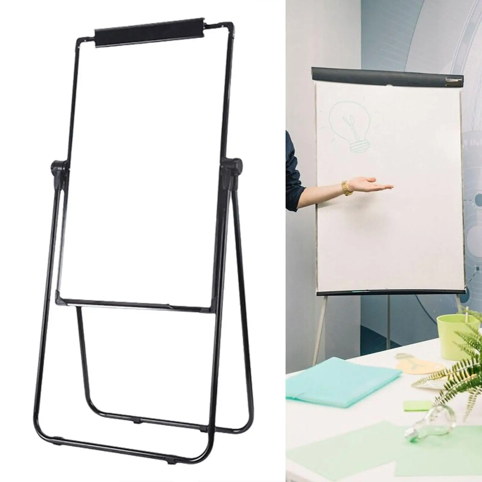 Quadro branco de 24x35 polegadas com suporte dupla face multifuncional 360 °   Placa de apagamento a seco com altura ajustável e leve com rotação