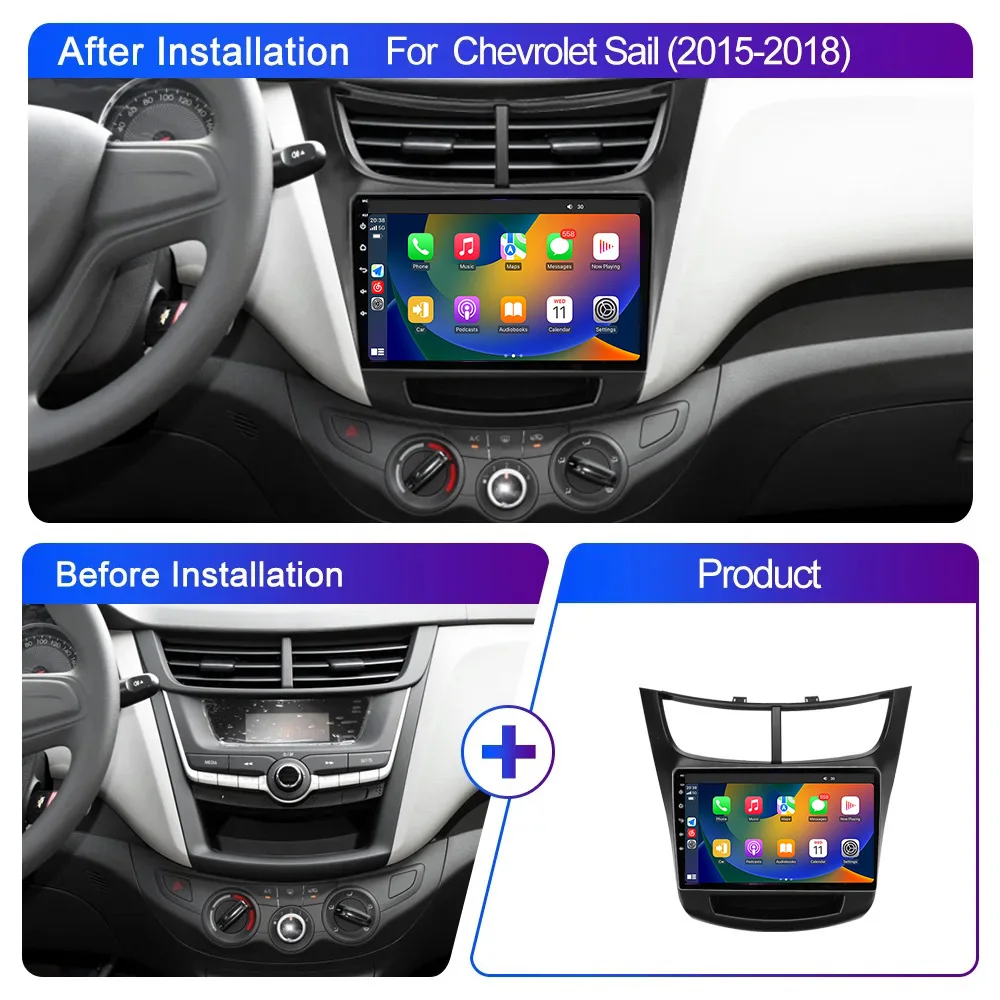 Car Radio Carplay For Chevrolet Sail Aveo 2015 - 2019 GPS Navigation Video Android Auto Stereo Multimedia Player No 2din