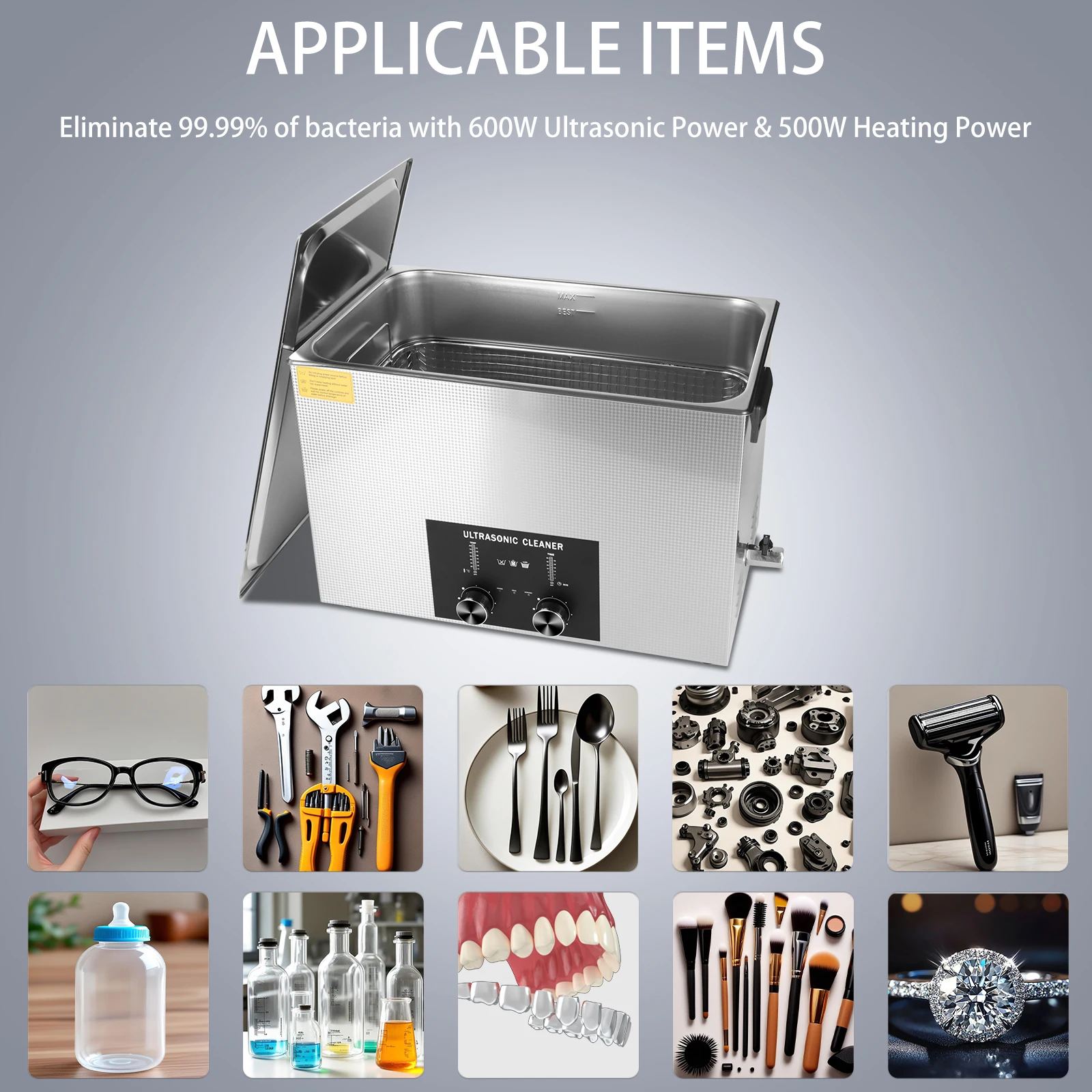 Limpador ultrassônico ACMESONIC 30L com aquecedor Degas Limpeza sônica para peças de joias de laboratório Bicicleta Moeda Dental