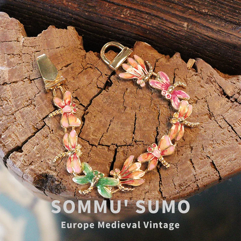 Butterfly Brass Electroplated Real Gold Bracelet Process Gradual Change Enamel Bracelet Necklace Jewelry