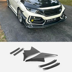 Car External Front Bumper Canard, 17-Inch Civic Type R, FK8, JS-S Type, 3 Pcs ，carbon fiber fiber accessories