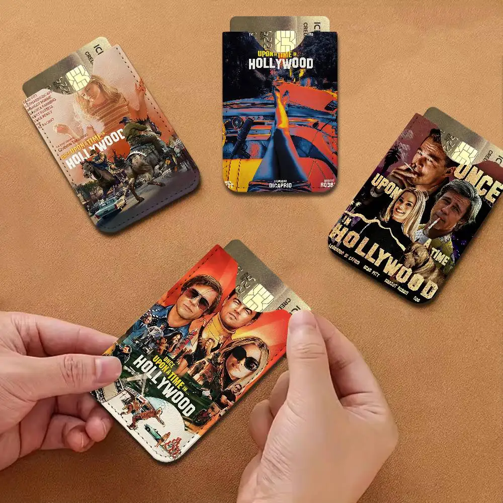 Movie Once Upon A Time In Hollywood Men's Genuine Leather Mini Card Wallet, Ultra Thin Credit Portable Business Card Transit