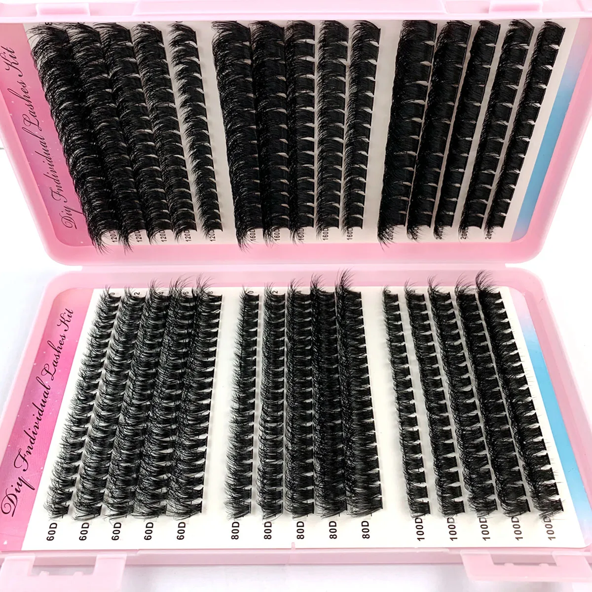 UMIRYAO 200D-60D libro per ciglia ciglia finte a grappolo singolo 500 pezzi ciglia spesse e soffici ciglia sottili 0,07 mm 10-18 mm di lunghezza mista