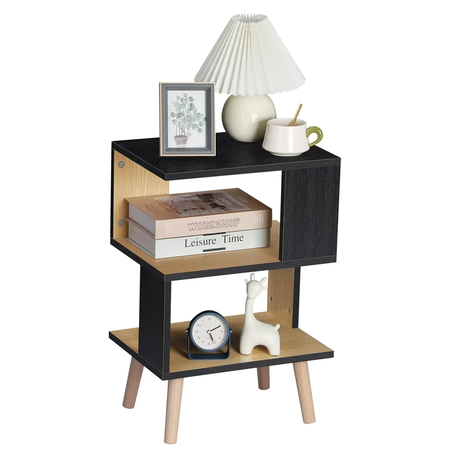 

End Table Side Table,Sofa Couch Table with Storage Shelf Nightstand Beside Table