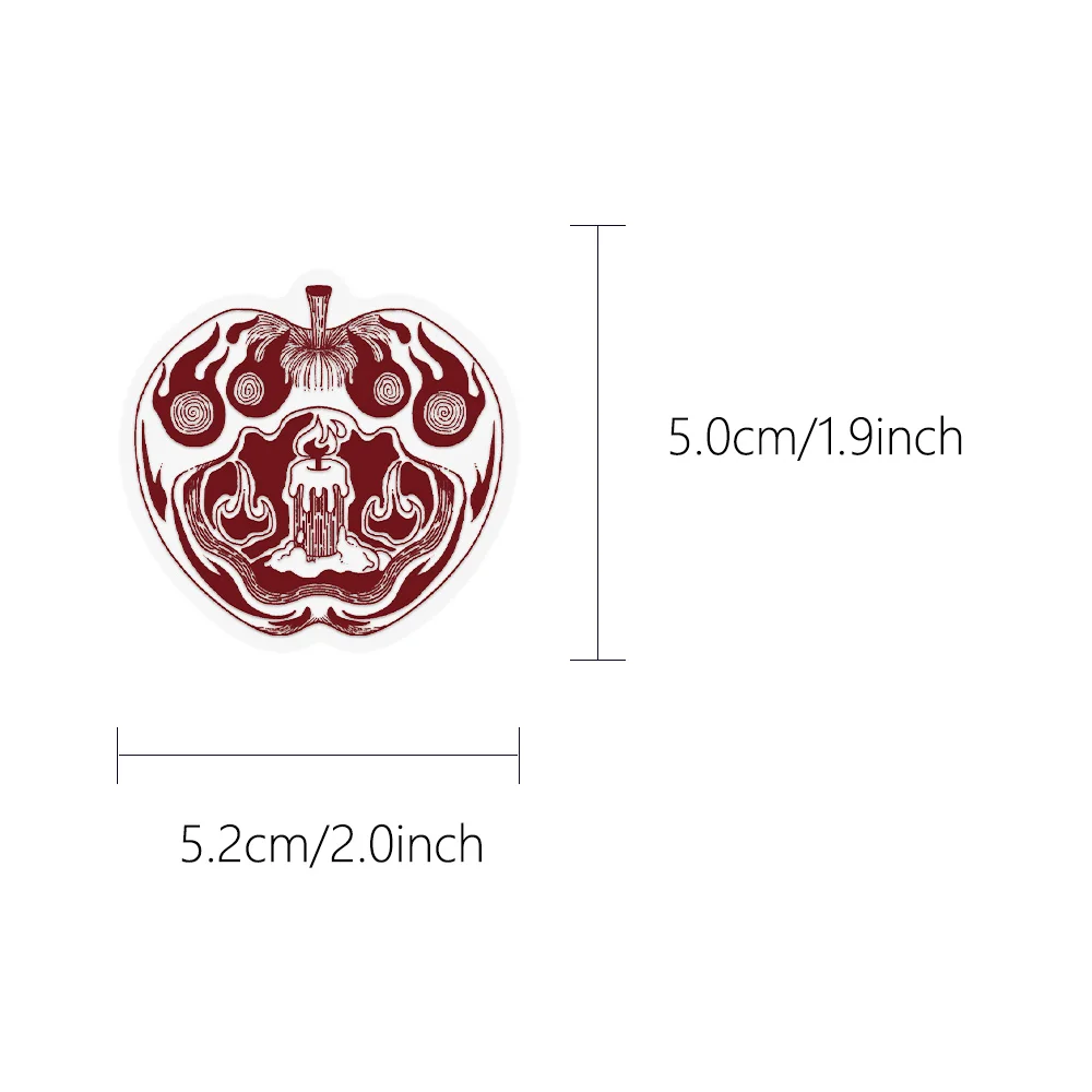 50pcs Red Apple Gothic Style PET Stickers Luggage, Laptop, Scrapbook, Diary Decorations Water Cup, Storage Box DIY Decals