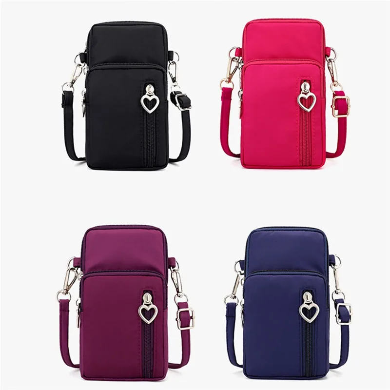 Modny portfel damski Nowa sportowa torba na telefon z zamkiem błyskawicznym Mini torba na ramię Crossbody Solid Color Cute Handbag Coin Purse Holder