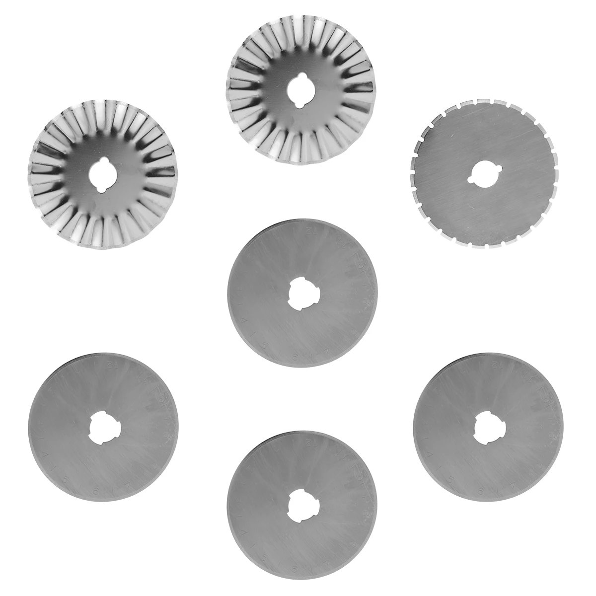 

7 pcs Rotary Cutter Blades Cloth Cutting Blade Round Wavy Straight Dashed Styles Fabric Paper Plastic Crafts Home Office