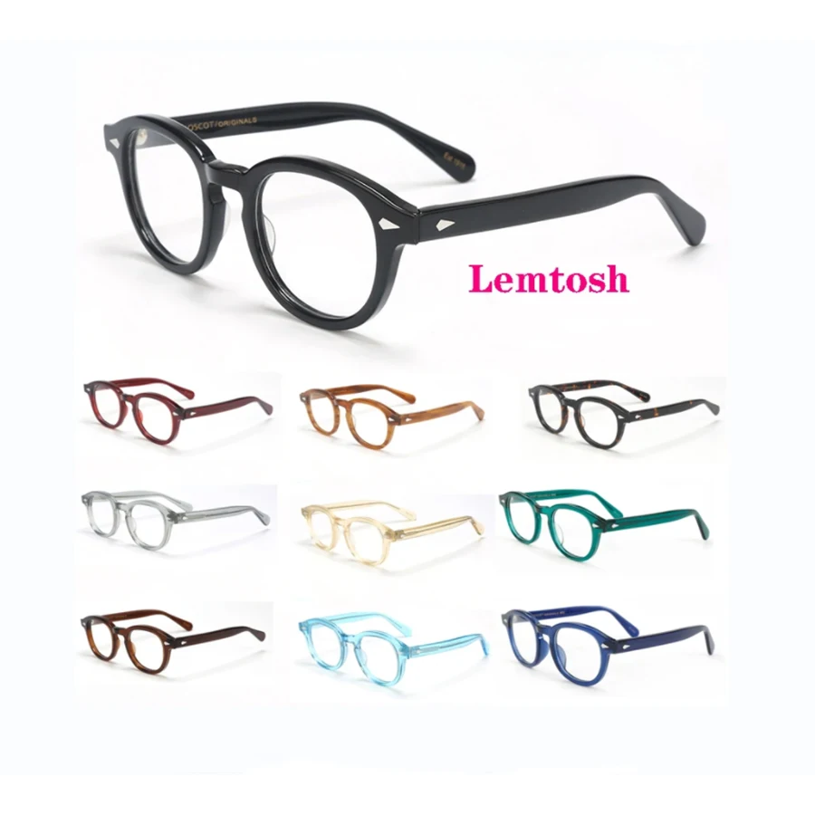 Optical Eyeglasses Frame Men Women Johnny Depp LEMTOSH Vintage Glasses Computer Acetate Spectacle Frame For Male Clear Lens