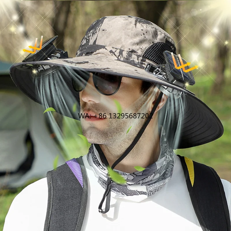 

Solar Fan Hats, Hats with Fans, Wide-brimmed Fishing Hats, Outdoor Hiking Hats with Built-in Solar Fans