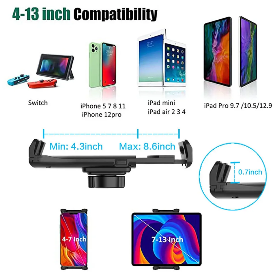 Cup Tablet Stand 360 Adjustable Phones Holder Drink Bottle iPad Bracket Car 270 Tilt Bar Triangular Base Ram Mount for iPad 12.9