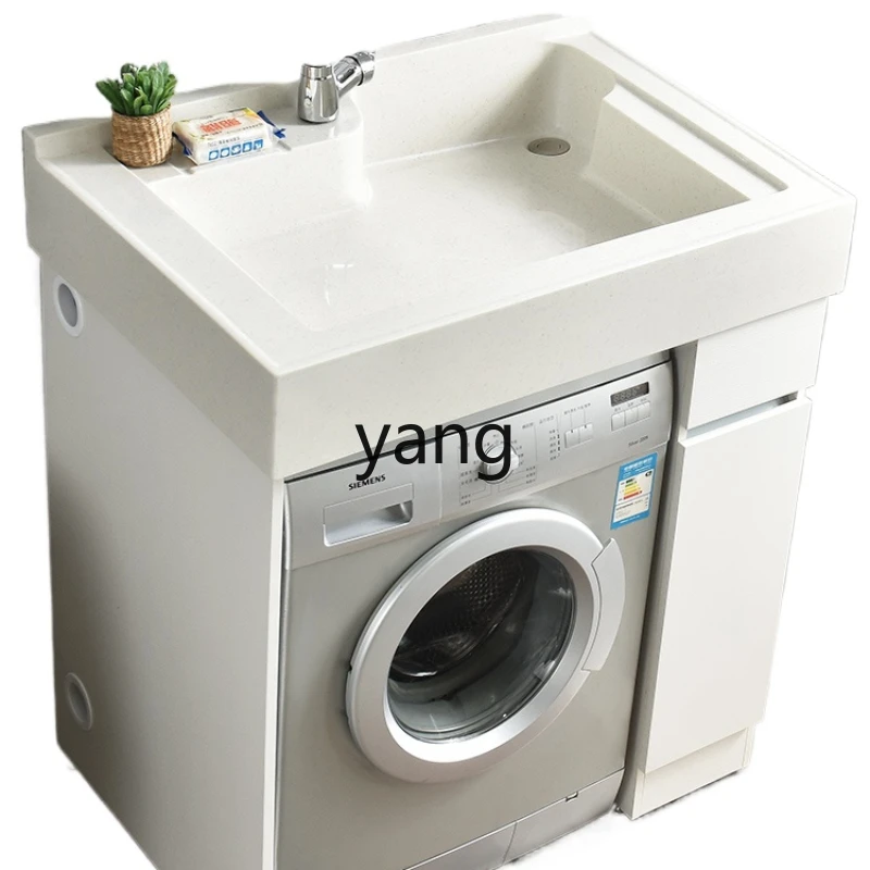 

Yjq Wash Wardrobe Small Apartment Washing Machine Companion Solid Wood Bathroom Wash Basin Integrated Bathroom Cabinet