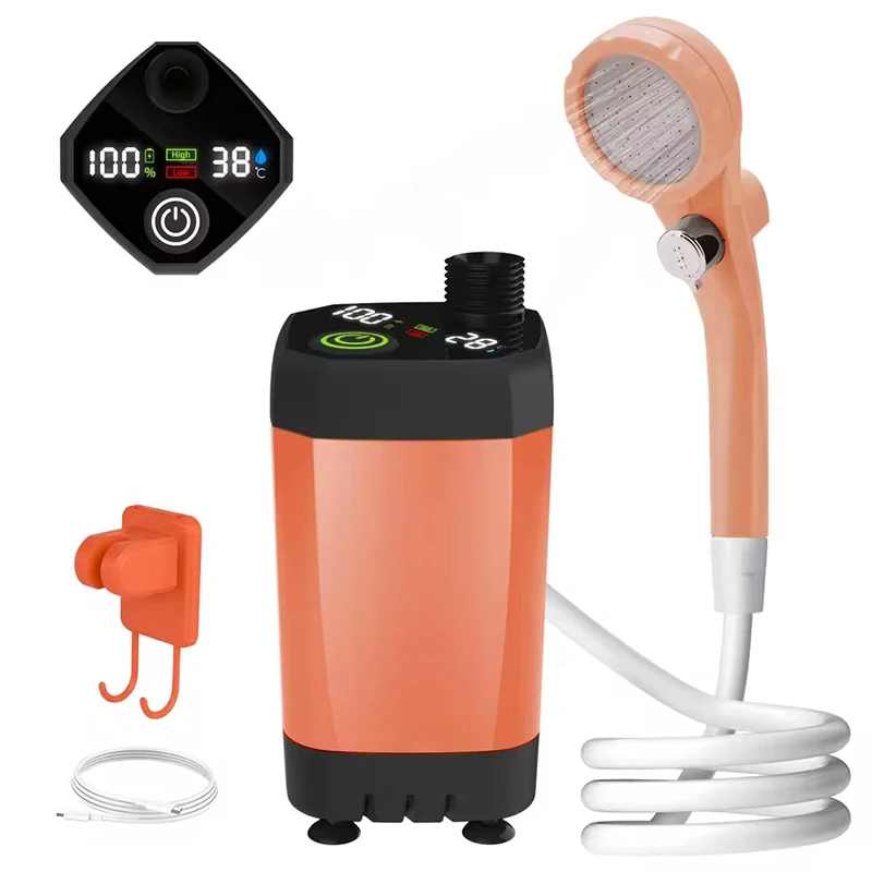 

Portable Rechargeable 6000mAh Camping Outdoor Shower Intelligent LED Display Electric Shower Pump with Shower Head