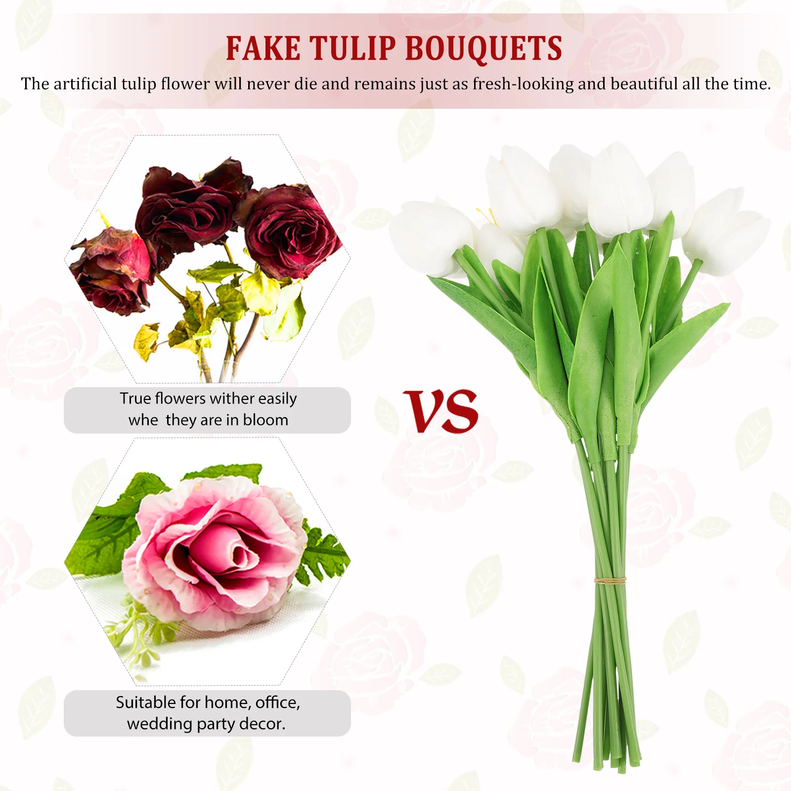 

10Pcs Artificial Tulips No Watering Needed Great for Home Decor Artificial Flowers Fake Tulip Fake Flowers Tulip Flower Prop