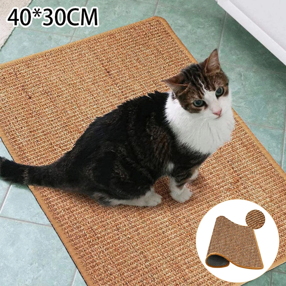 1/2Pcs Cat Scratching Mat Natural Sisal Furniture Protection Pad 11.81x15.75 Inch Thickened  Anti-Scrape Cat Rug for Home Sofa