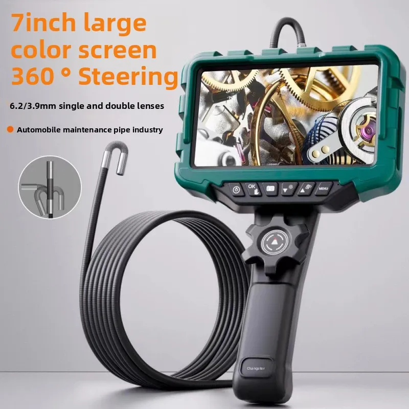 

7-inch big-screen 360° rotating endoscope with wide-angle camera for auto repair checking engine carbon deposits and valves