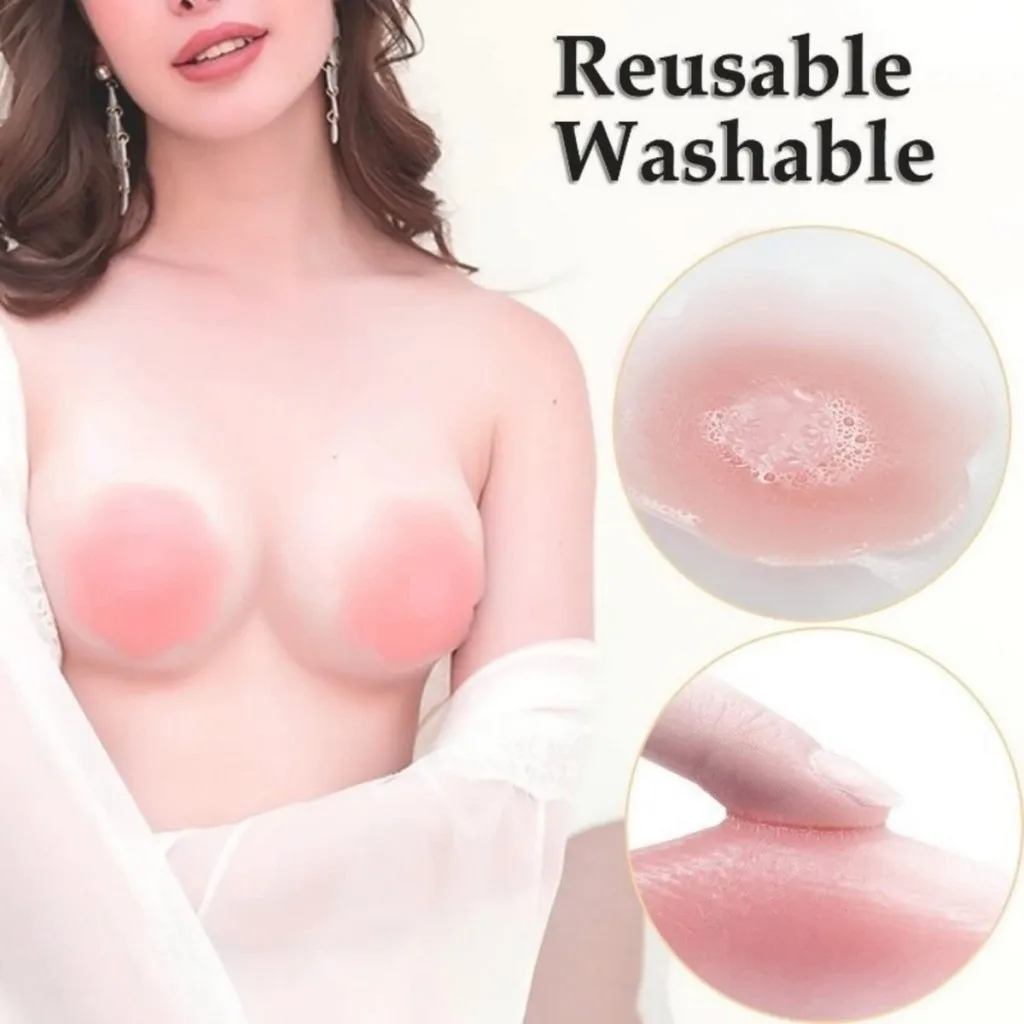 ZXYOUPING 5pairs Silicone Breast Patch Anti-Bump Round Plum Shape Invisible Breast Patch