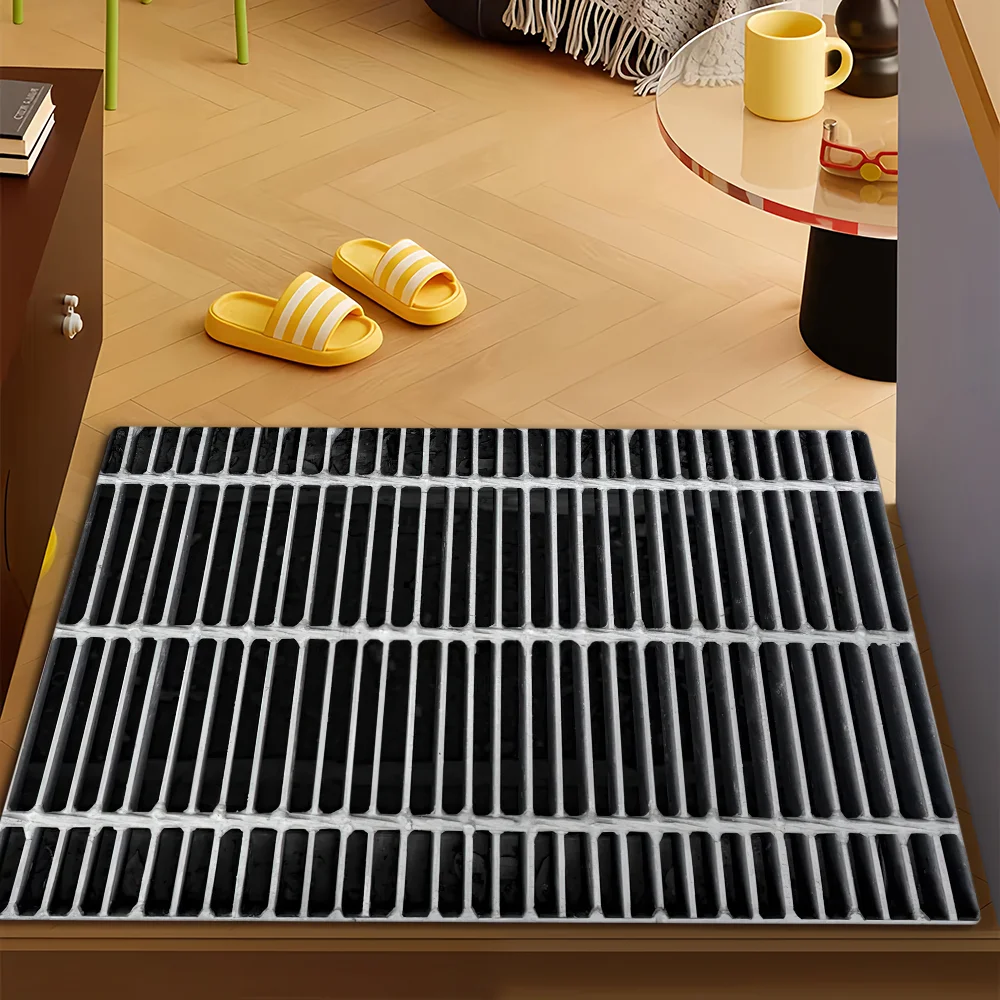 Abflussrost aus Gusseisen, Fußmatte für Badezimmer, Mikrofaser, dekorative, vielseitige Flanell-Bodenmatte, schnell trocknende, saugfähige, rutschfeste Sohle