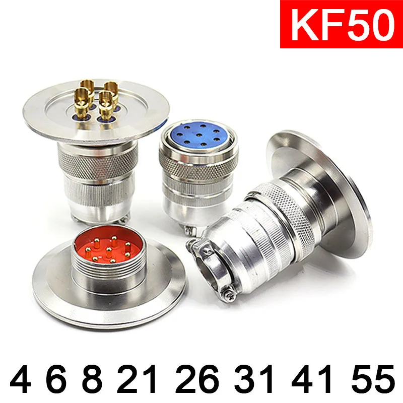 Stainless Steel Aviation Plug KF50 Series Air Seal Flange Quick Installation Vacuum Glass Sintered Connector KF50-6 core socket