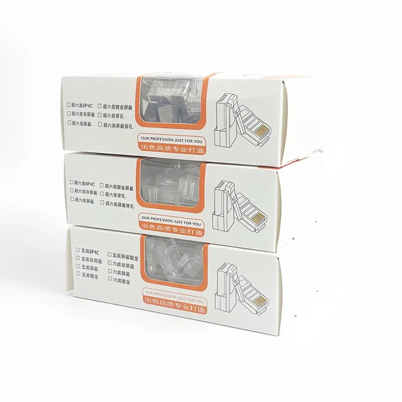 100 عبوة من موصلات RJ45 Cat5e/Cat6 مطلية بالذهب | قابس إيثرنت لكابلات الشبكة بسرعة 1000 ميجا بت في الثانية - متوافق مع Cat5e #4