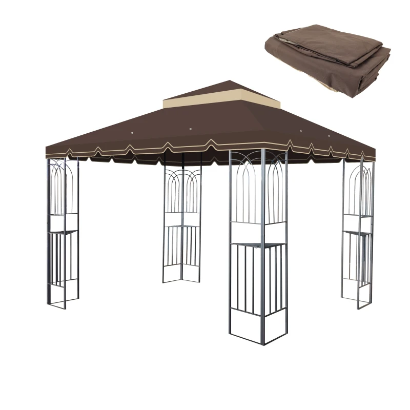 

10x10 Ft Outdoor Patio Gazebo Replacement Canopy,Double Tiered Gazebo Tent Roof Top Cover Only Greatwall border(Frame Not Inc