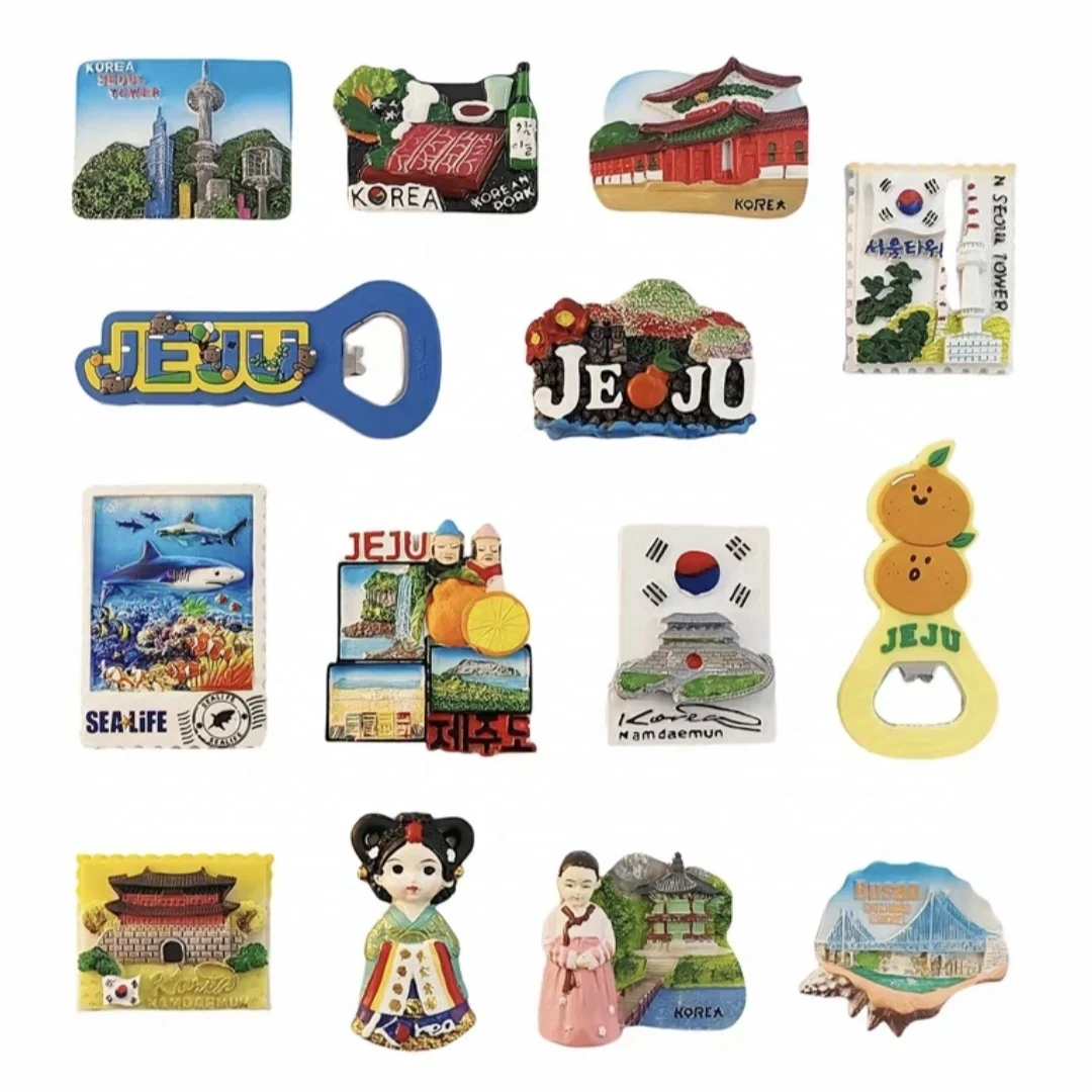 Asia Korea Jeju Resin 3D Fridge Magnets Tourism Souvenir Refrigerator Sticker Handicraft Gift Decoration