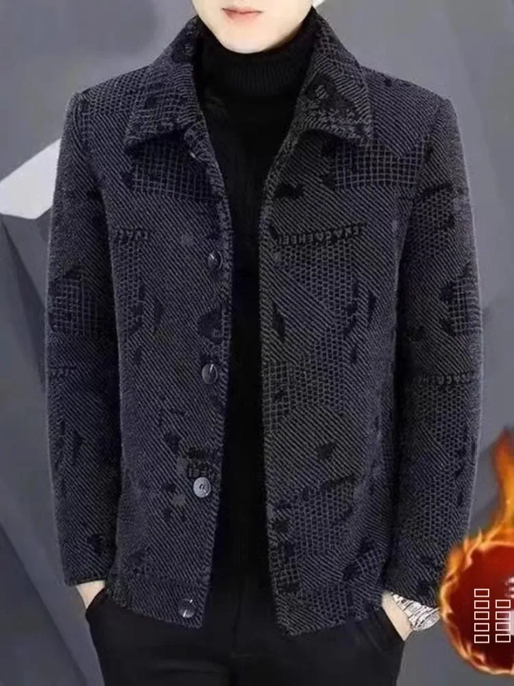 

Новое шерстяное пальто 2023 года для мужчин, с воротником, утепленное, весна-осень, повседневное, универсальное, однотонное, всех размеров