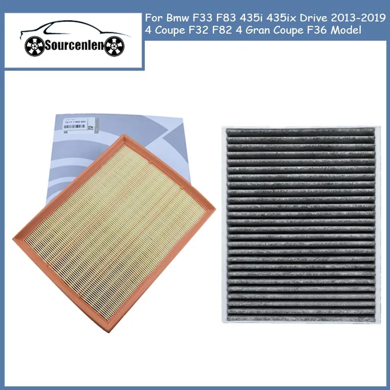 Cabin Filter Air Filter for Bmw F33 F83 435i 435ixDrive 2013-2019 4 Coupe F32 F82 4 Gran Coupe F36 Model 64119237555 13717602643