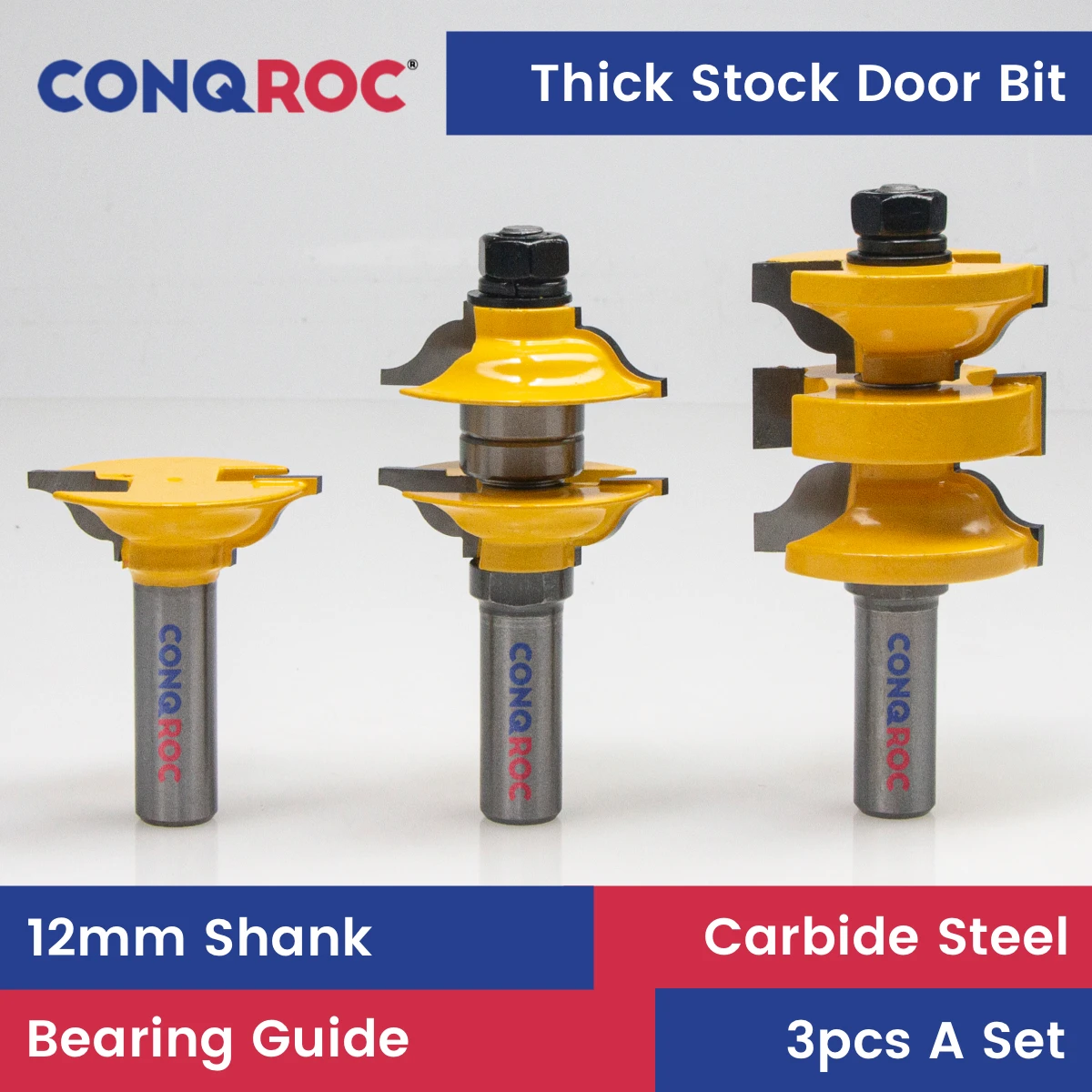 

Woodworking Thick Stock Door Router Bits Set 12mm Shank Entry and Interior Door Joints Making Milling Cutters