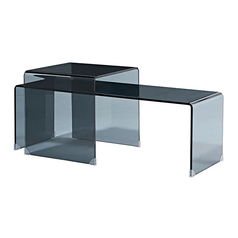 

Italian minimalist size Kung Fu transparent glass light luxury balcony coffee table 2021 new modern simplicity