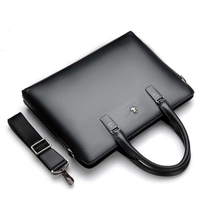 High Capaci Genuine leather Briease for Men Casual Busin Handbag oulder Bag File Bag Trendy Double Zipper Top Handle Bag 2025